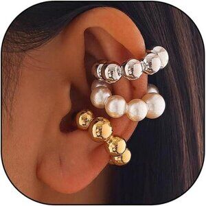 Chunky Gold & Silver Ear Cuff | Non-Piercing Cartilage Clip-On Hoop Earring